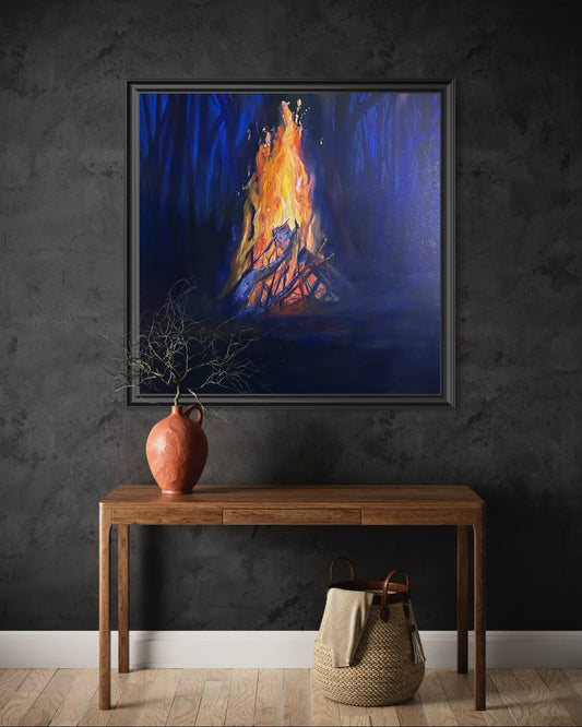 Fire By The Woods (Original Painting)