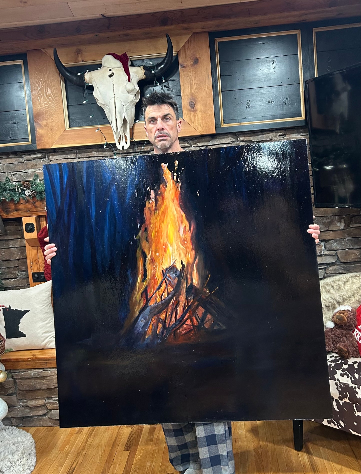 Fire By The Woods (Original Painting)