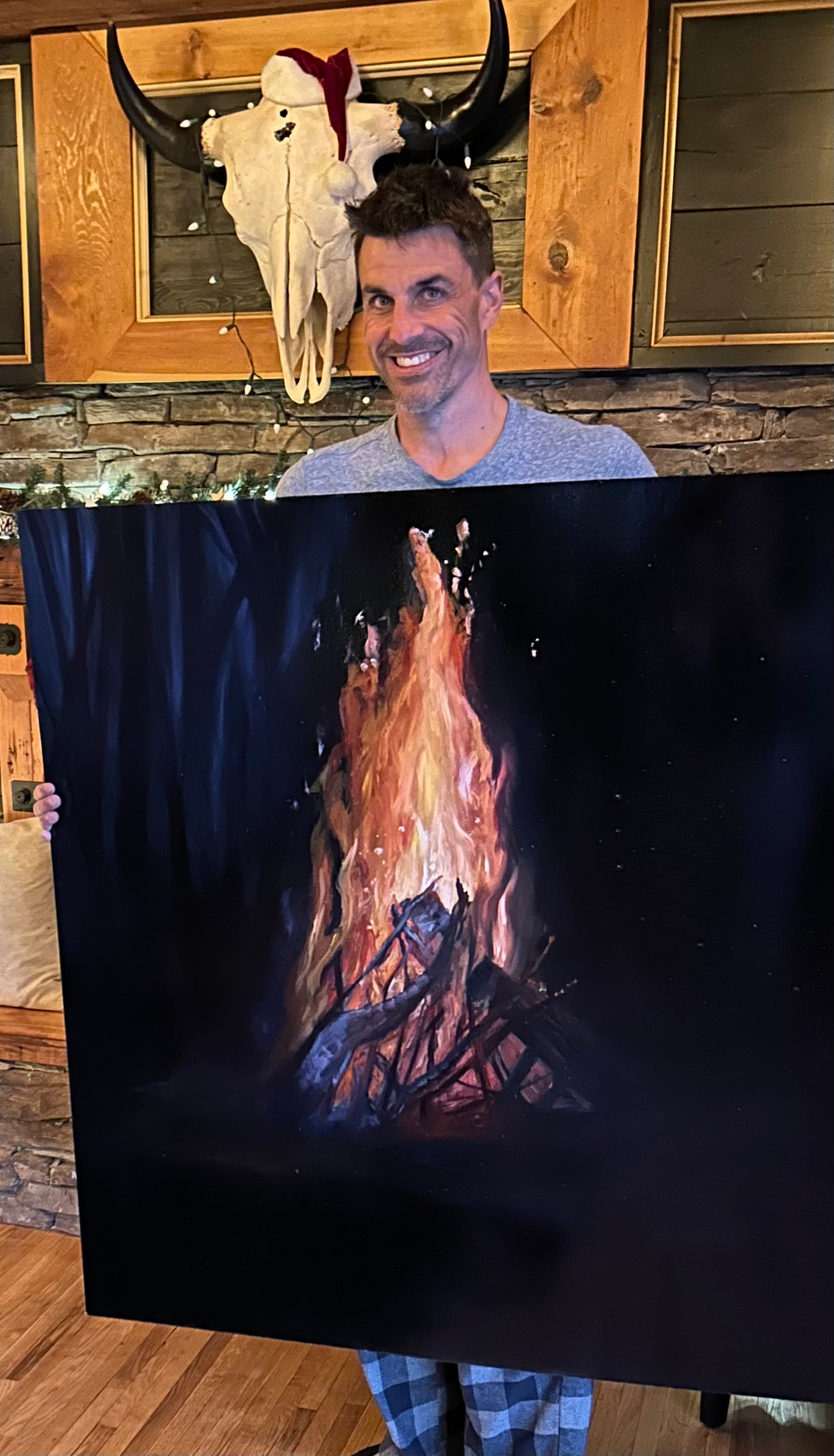 Fire By The Woods (Original Painting)