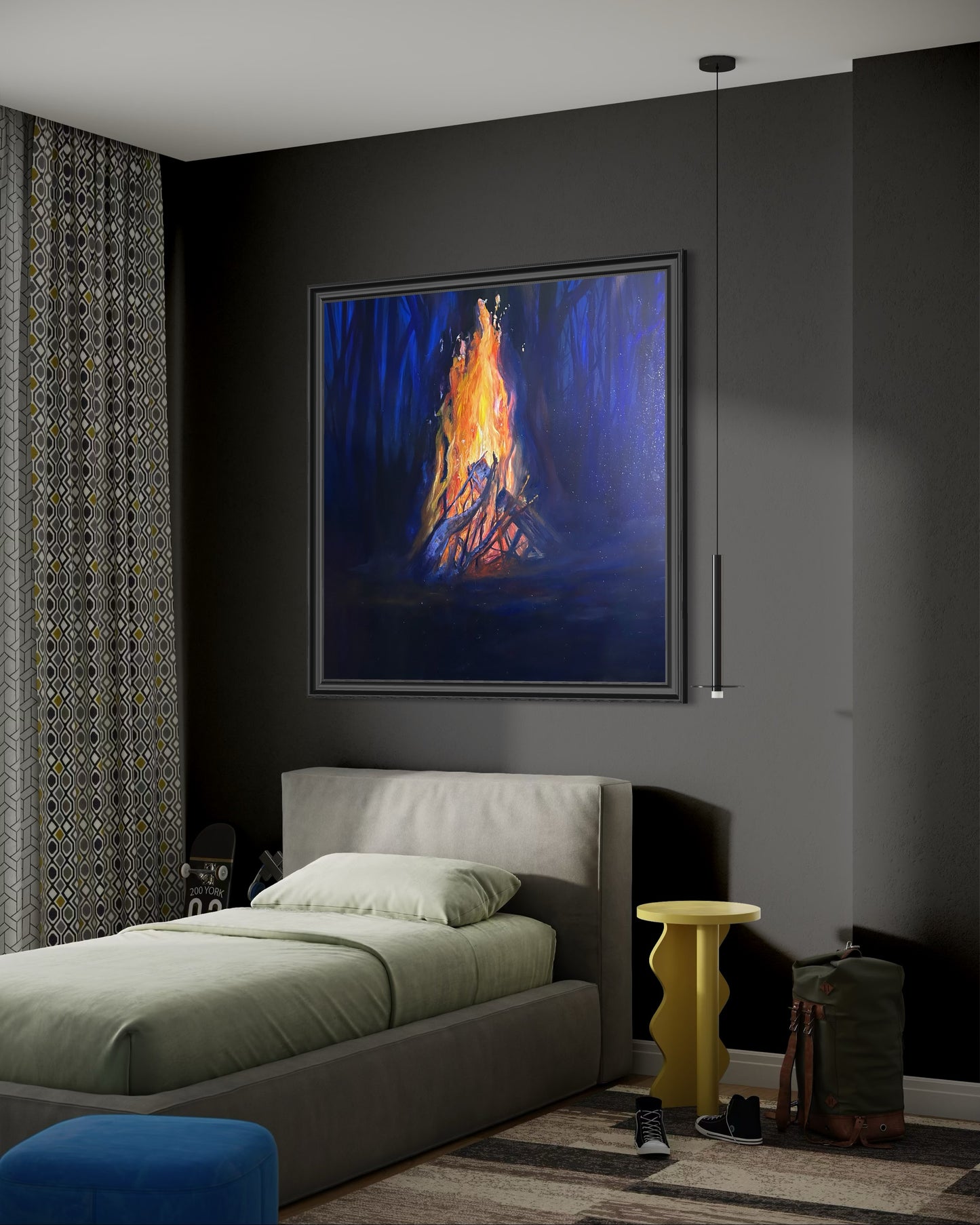 Fire By The Woods (Original Painting)