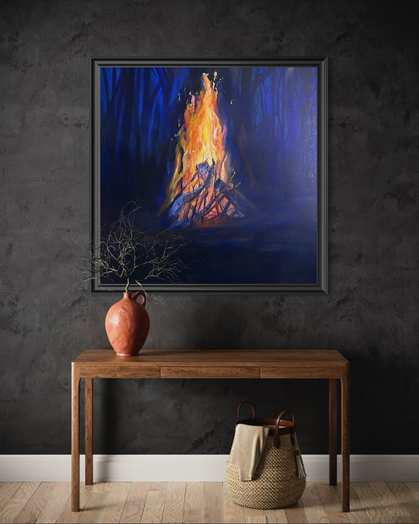 Fire By The Woods (Original Painting)