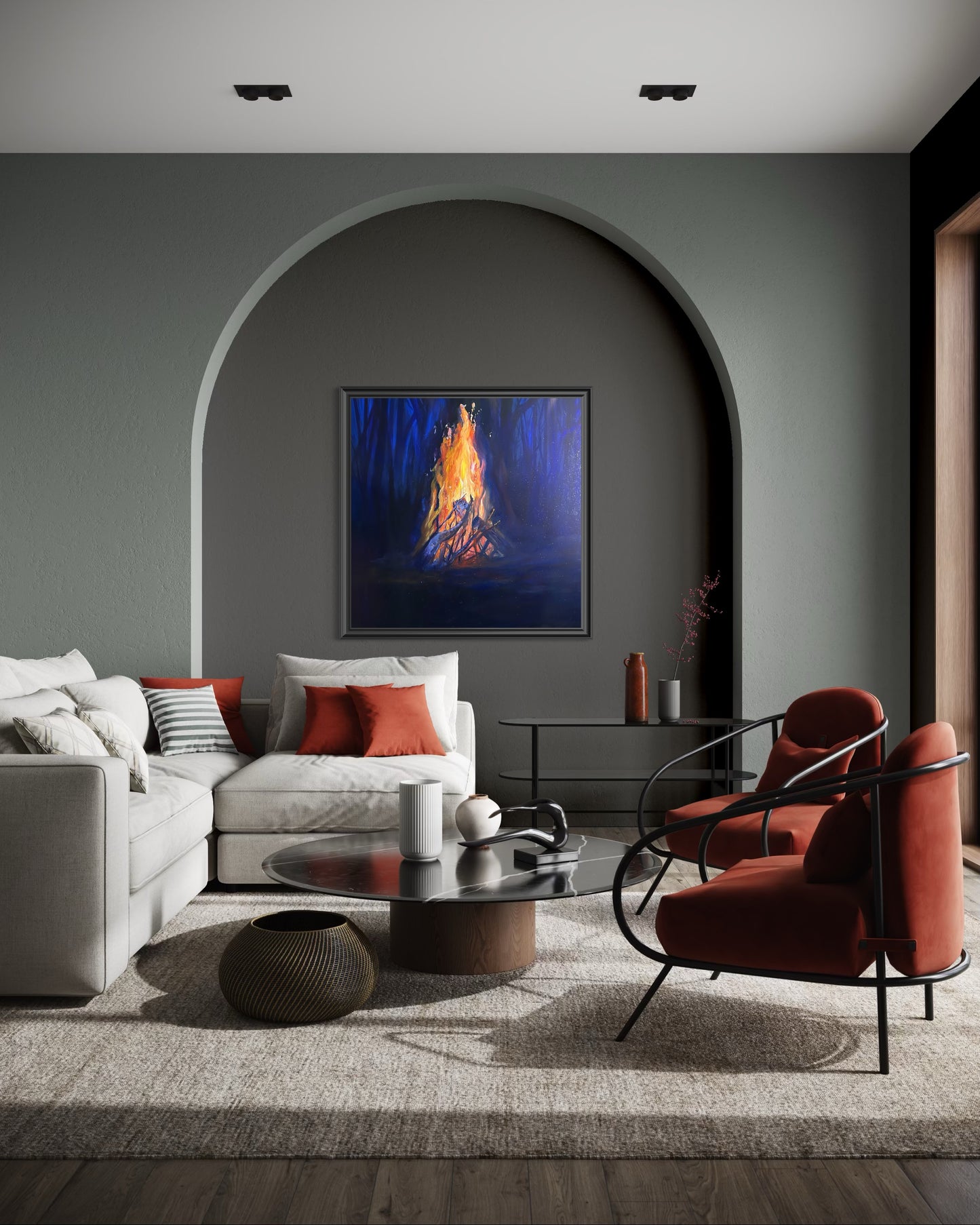 Fire By The Woods (Original Painting)